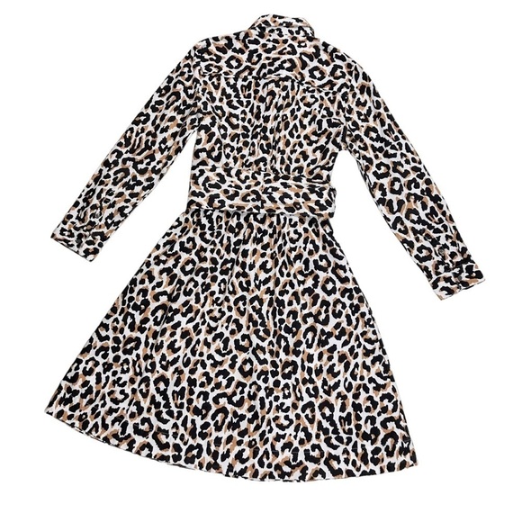 J. Crew leopard print tie-waist shirt dress pockets long sleeve buttons collar 2 - Picture 9 of 16